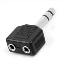CON514 6.3mm Stereo Plug to 2x3.5mm Stereo Socket