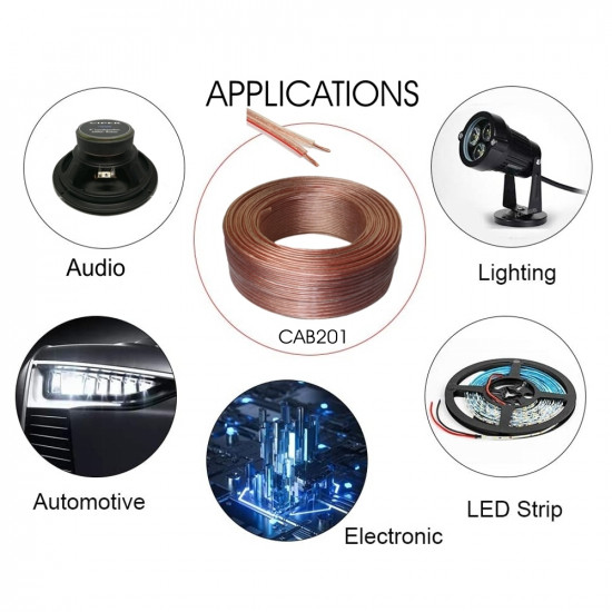 CAB201 Twin Flex Speaker Wire 0.5mm x 2 Clear 100M Roll