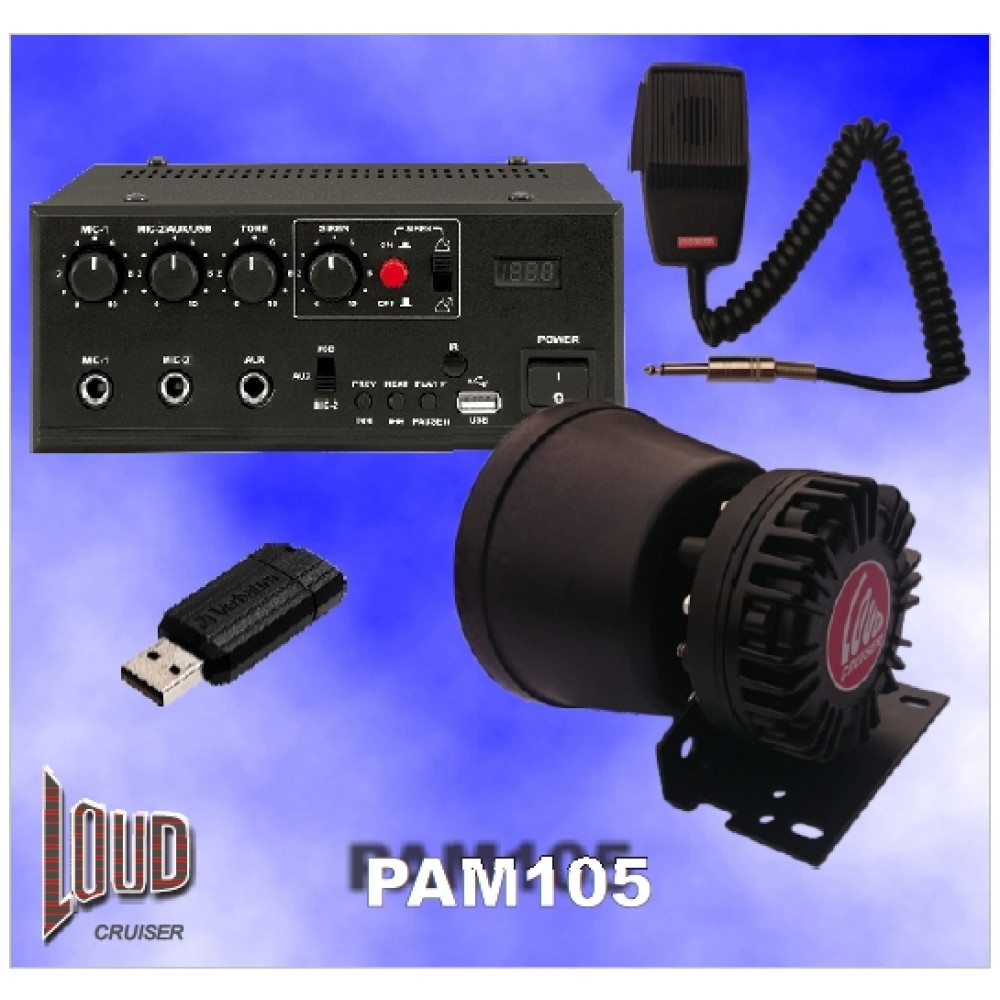 PAM105 LOUDCRUISER ENGINE COMPARTMENT MOUNTED VEHICLE PA SYSTEM KIT